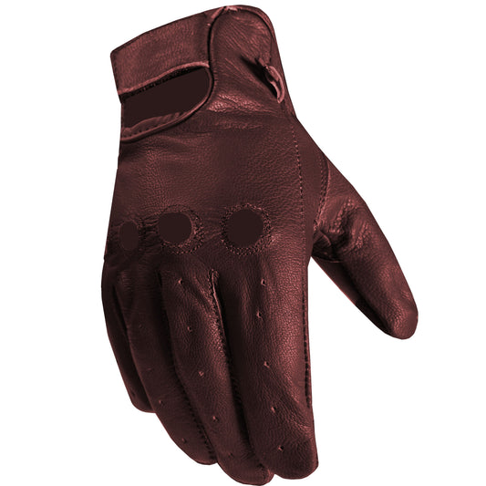 New Biker Police Leather Motorcycle Riding Ventilation Driving Gloves OxBlood