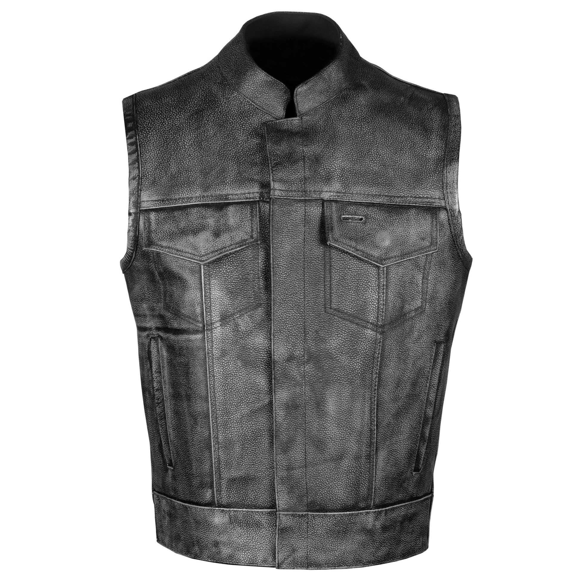 SOA Men's Leather Vest Anarchy Motorcycle Biker Club Concealed - Foto 13