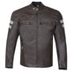 New AXE Men's Leather Jacket Motorcycle Armor biker safety Brown
