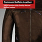 Men's REVOLT Natural Premium Buffalo Leather Motorcycle Jacket Brown