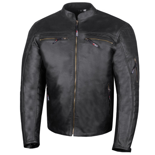 Men's REVOLT Natural Premium Buffalo Leather Motorcycle Jacket