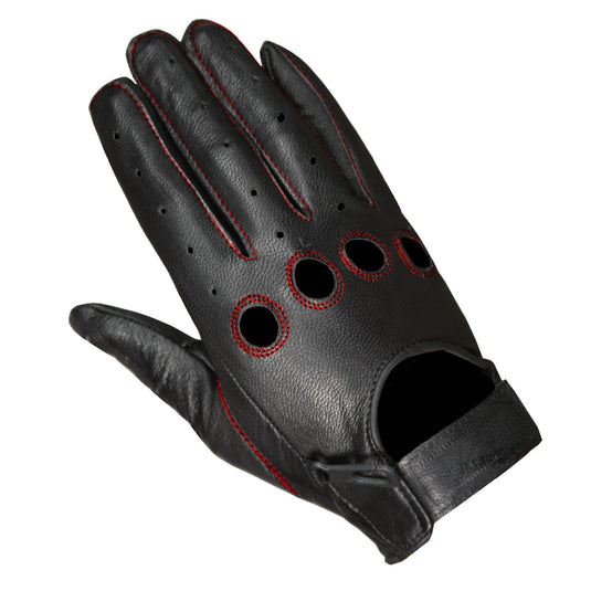 New Biker Police Leather Motorcycle Riding Ventilation Driving Gloves BlackRed