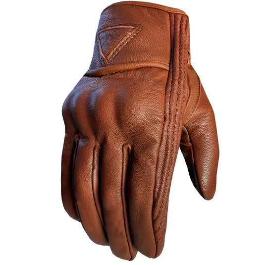 Motorcycle Bicycle Riding Racing Bike Protective Armor Gel Leather Gloves Tan