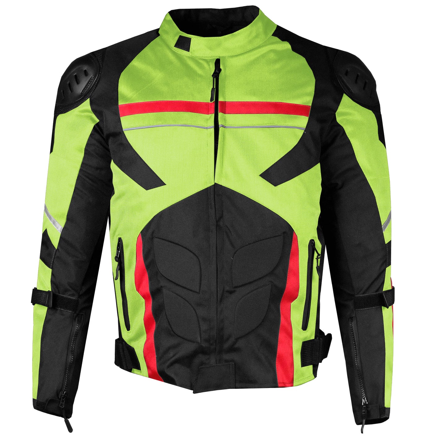 AirTrek Mens Mesh Motorcycle Touring Waterproof Rain Armor Biker Jacket HiVis Green