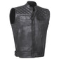SOA Men's Leather Motorcycle Concealed Gun Pockets Biker Club Vest
