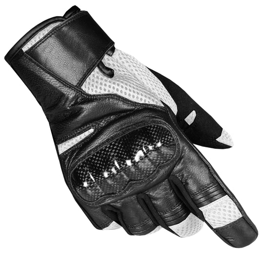 Jackets 4 Bikes Men's AirGrp Motorcycle Gloves Touchscreen Leather Street Cruiser Dirt Bike Protective Breathable White
