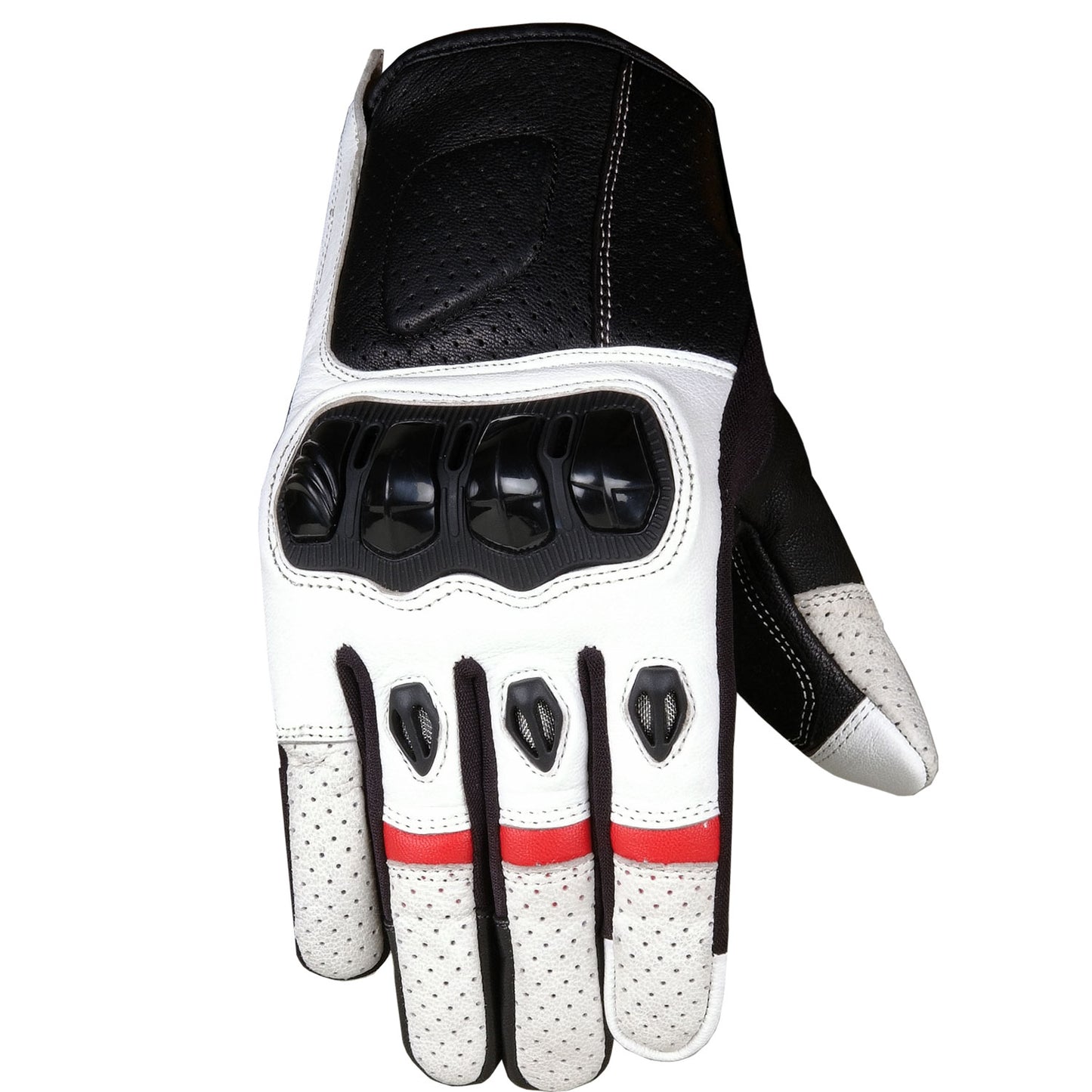 Men Motorcycle Protective Premium Leather Street Cruiser White Biker Gloves