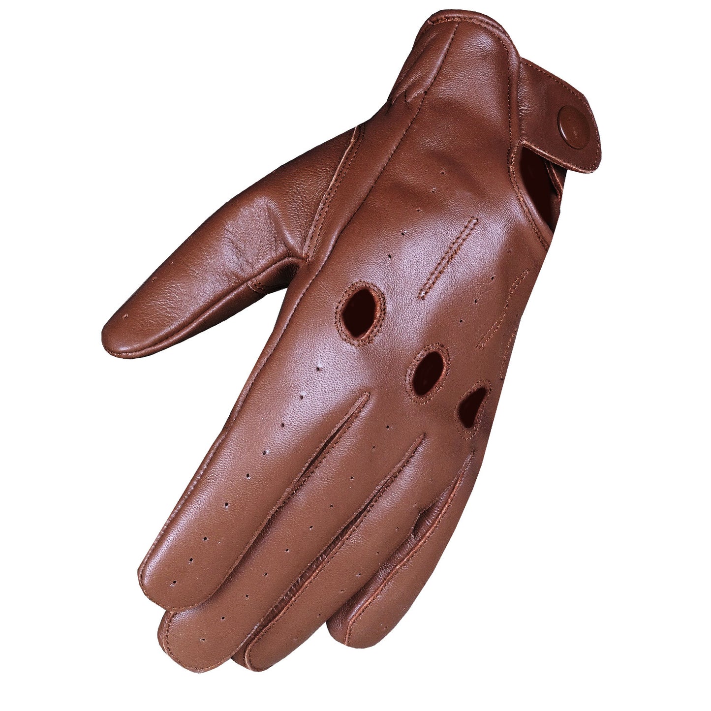 Men's Transporter Genuine Soft Lambskin Aniline Leather Driving Gloves Brown