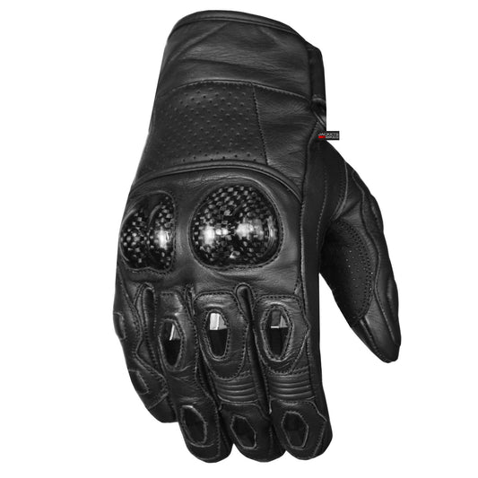 Men Aniline Cowhide Motorcycle Leather Gloves with Sliders