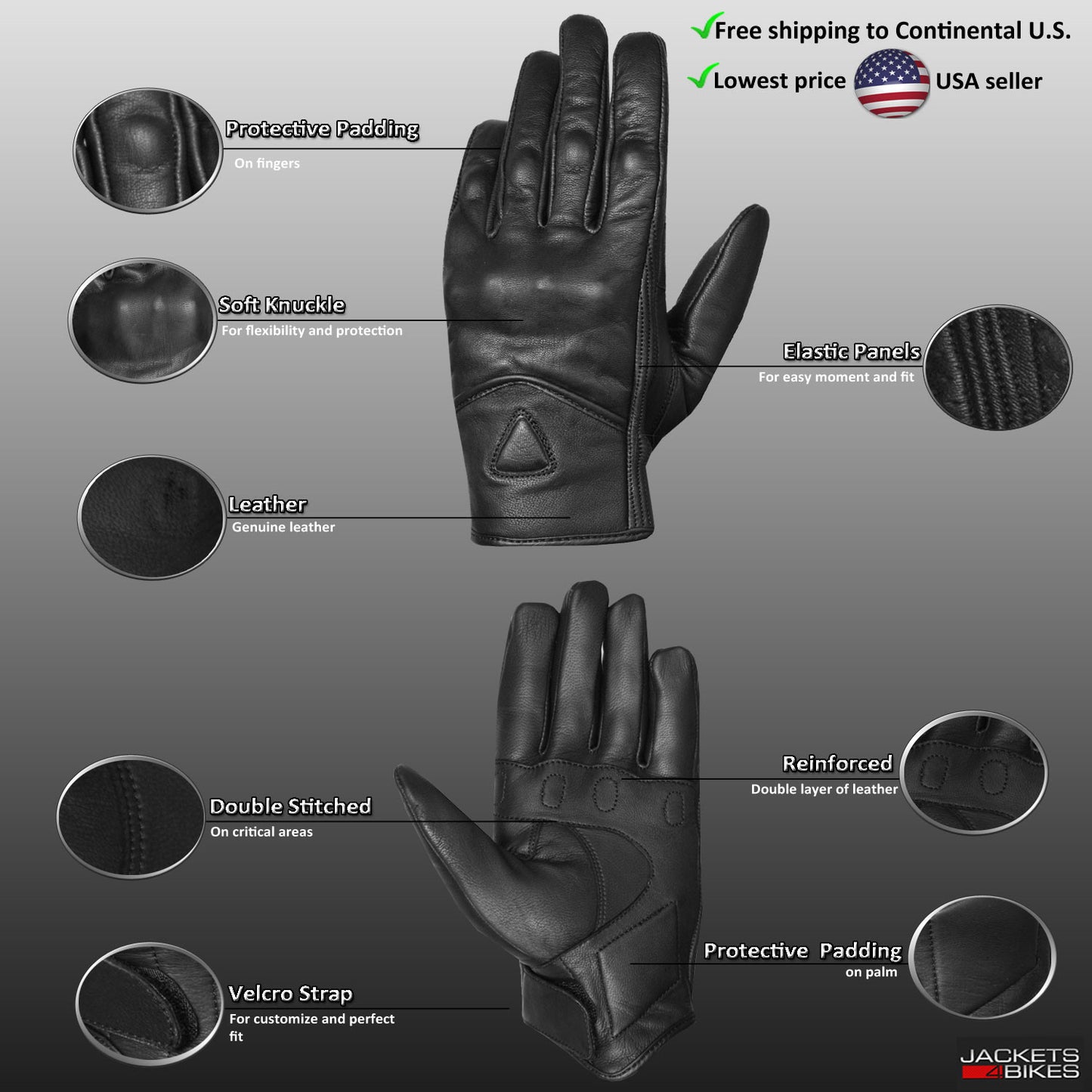 Motorcycle Bicycle Riding Racing Bike Protective Armor Gel Leather Gloves