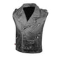 Men's Classic Leather Motorcycle Biker Concealed Carry Vintage Vest Black