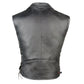 Men's Classic Leather Motorcycle Biker Concealed Carry Side Laces Vest Black
