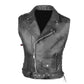 Men's Classic Leather Motorcycle Biker Concealed Carry Side Laces Vest Black