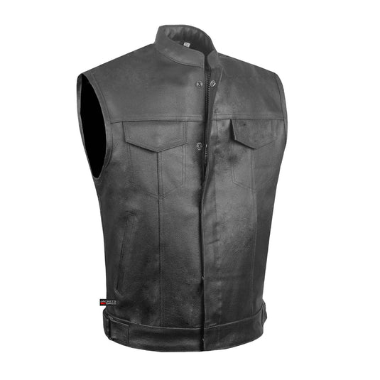 Men's ARMOR Leather SOA Anarchy Motorcycle Biker Club Concealed Carry Vest