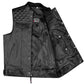 Men's ARMOR Leather SOA Anarchy Motorcycle Biker Club Concealed Carry Vest