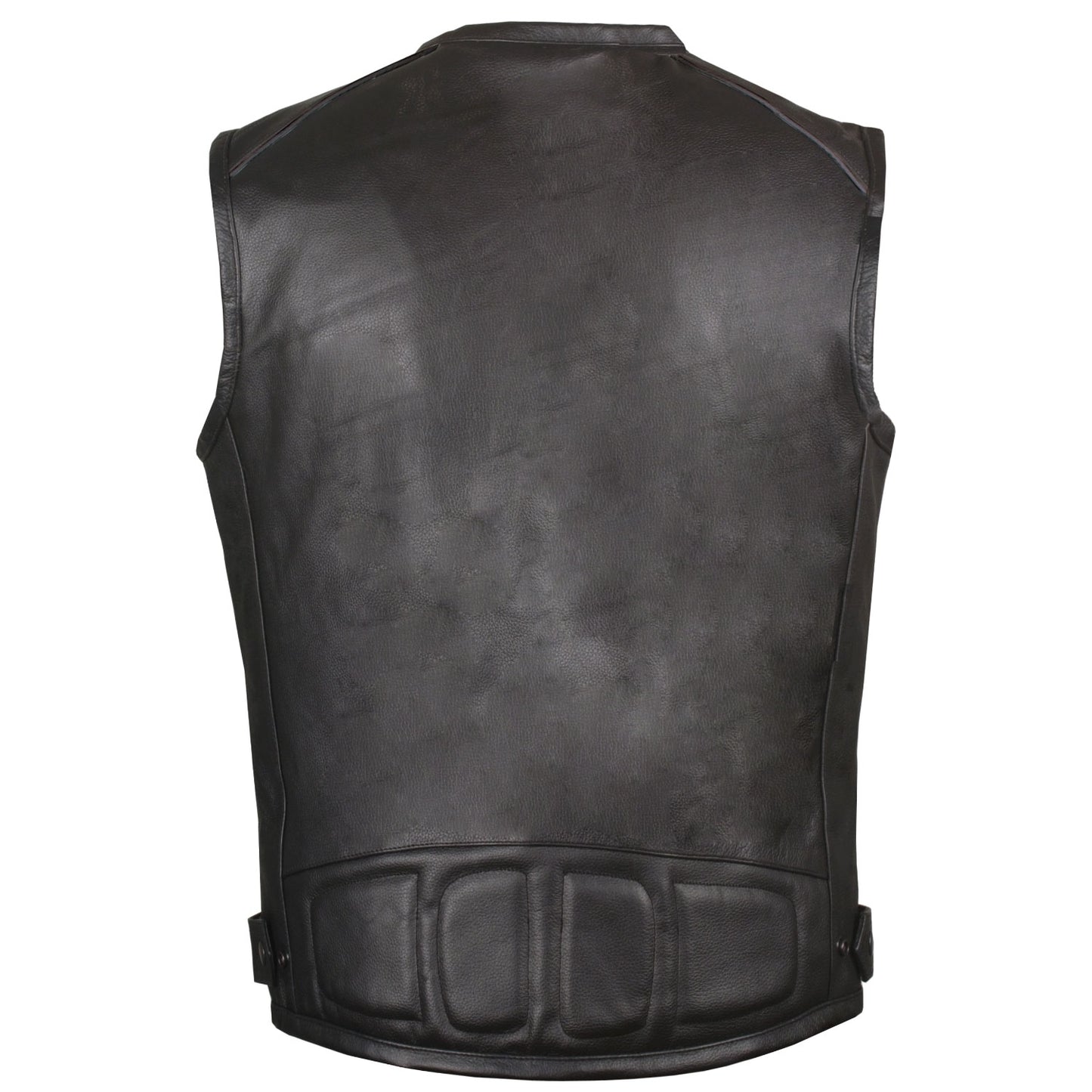 Men's Assault Motorcycle Leather Gun Pocket Biker Club Cruiser Armor Vest