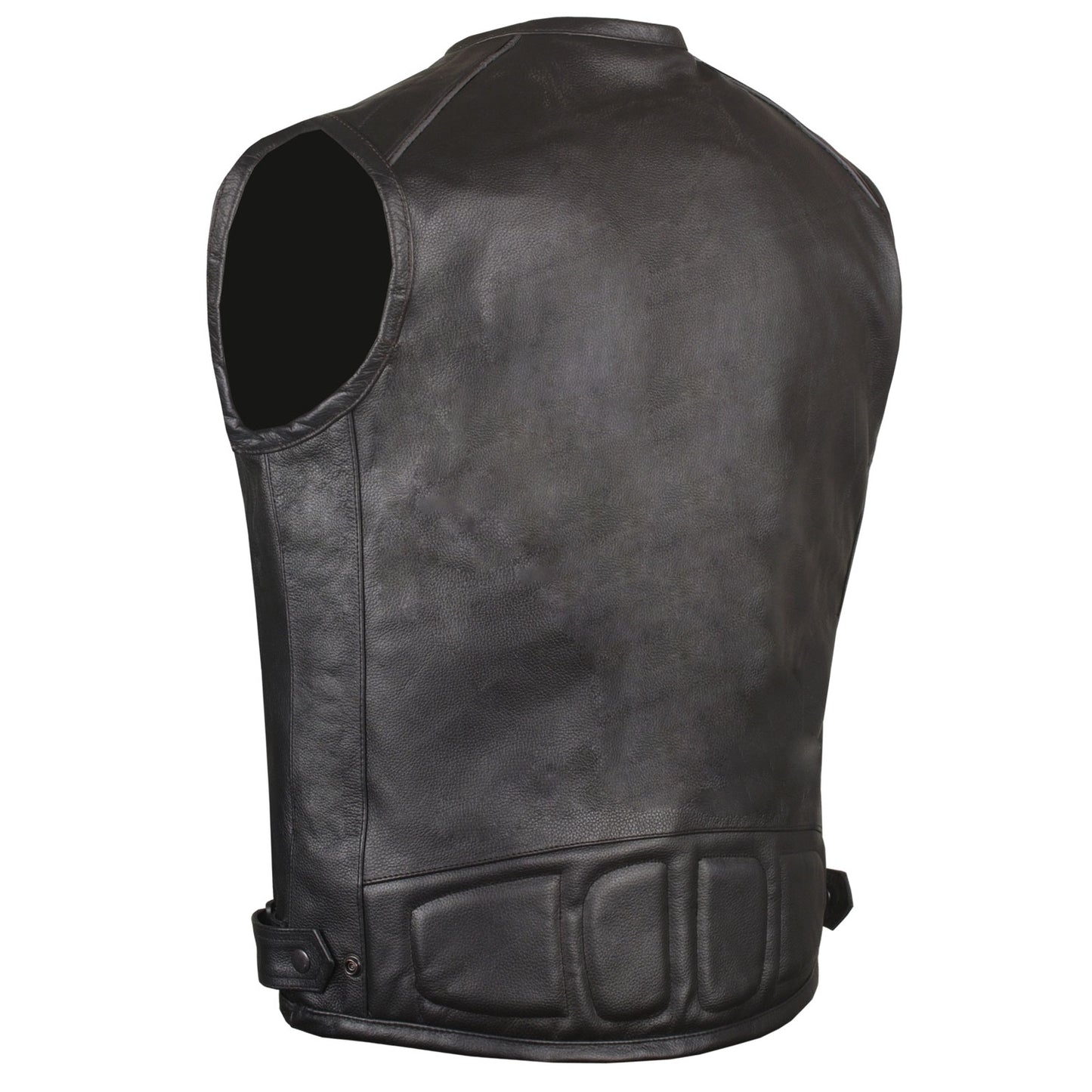Men's Assault Motorcycle Leather Gun Pocket Biker Club Cruiser Armor Vest