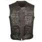Men's Assault Motorcycle Leather Gun Pocket Biker Club Cruiser Armor Vest