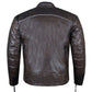 Men's Vintage Distress Brown Leather Cafe Racer Motorcycle Biker Jacket