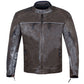 Men's Vintage Distress Brown Leather Cafe Racer Motorcycle Biker Jacket