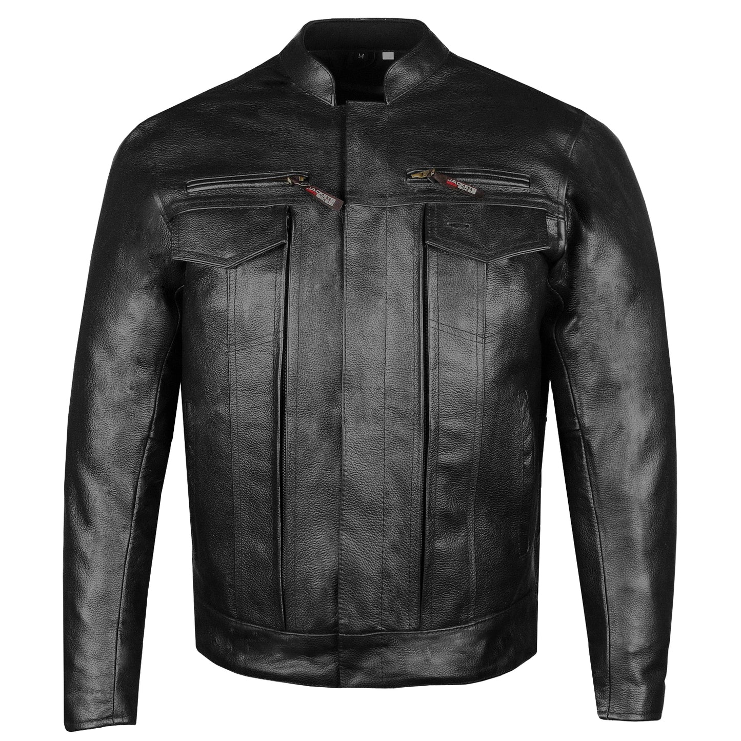 Men's Commuter Premium Natural Buffalo Armor Motorcycle Leather Biker Jacket