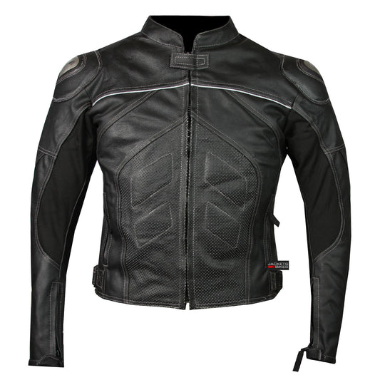 Titanium Motorcycle Leather Jacket Cowhide Street Cruiser Armor Riding Black