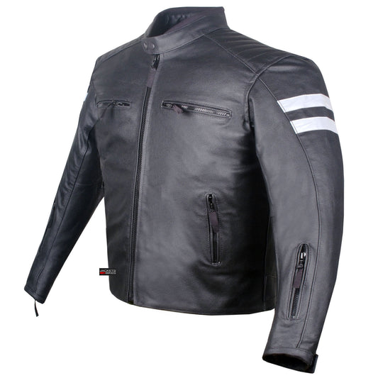 New AXE Men's Leather Jacket Motorcycle Armor biker safety