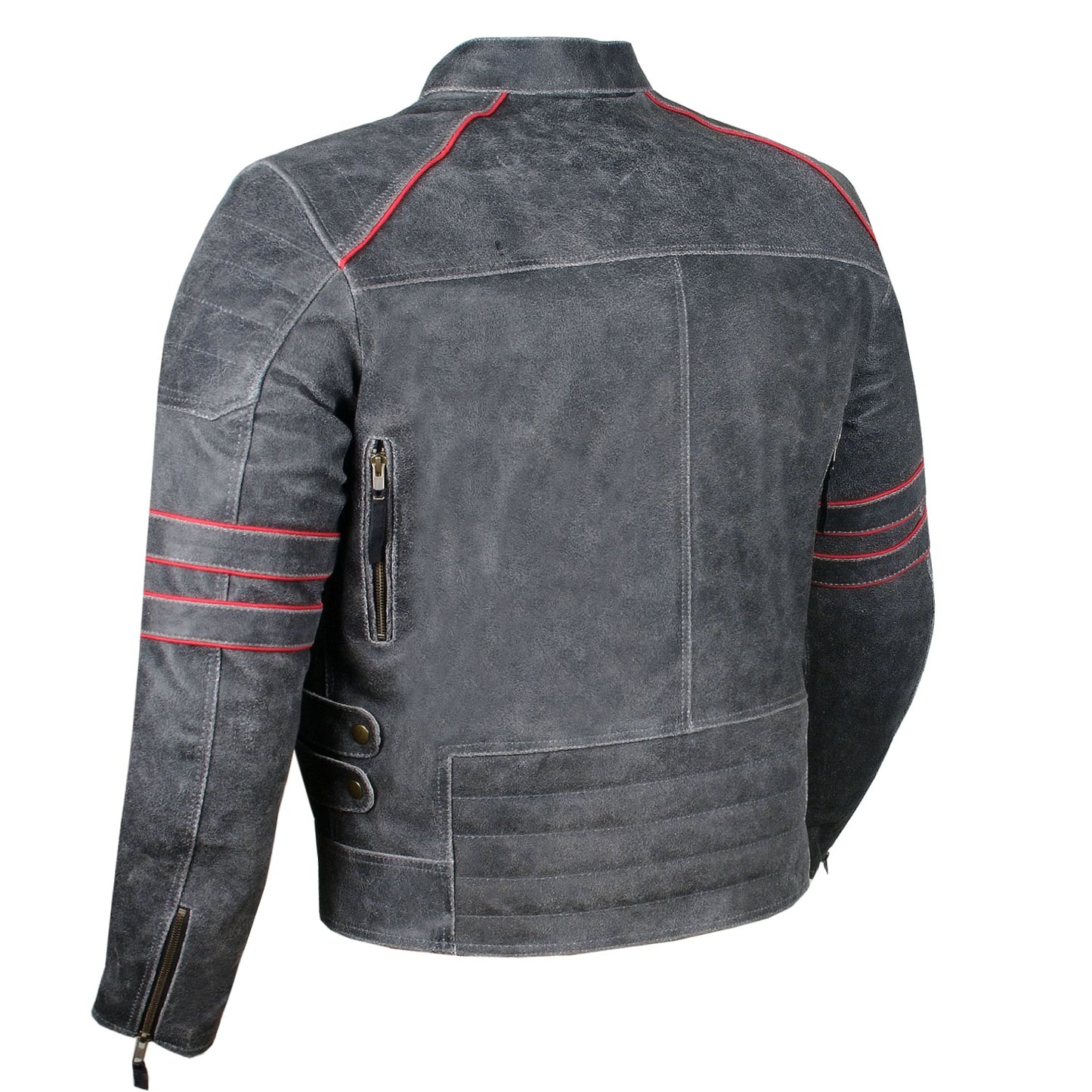 Men's Brotherhood Classic Leather Motorcycle Distressed Armor Biker Jacket