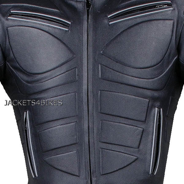 BLADE MOTORCYCLE RIDING ARMOR BIKER LEATHER JACKET BLACK