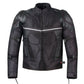 PRO LEATHER & MESH MOTORCYCLE WATERPROOF JACKET BLACK WITH EXTERNAL ARMOR