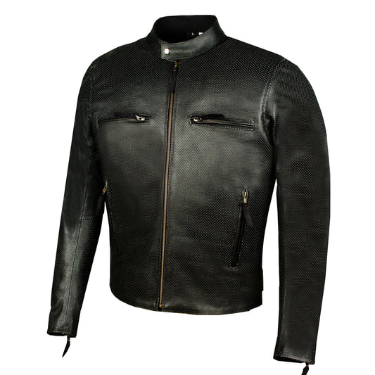 Men's Infinity Airflow Perforated Leather Motorcycle Armor Biker Jacket