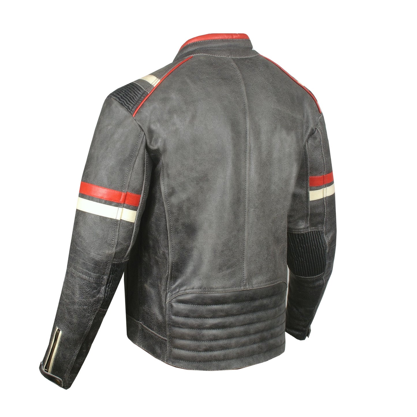 Men's Vintage Cafe Racer Motorcycle Distressed Leather Armor Biker Jacket