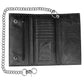 Cowhide Genuine Leather Trifold Metal Chain Biker Tall Core Trucker Wallet